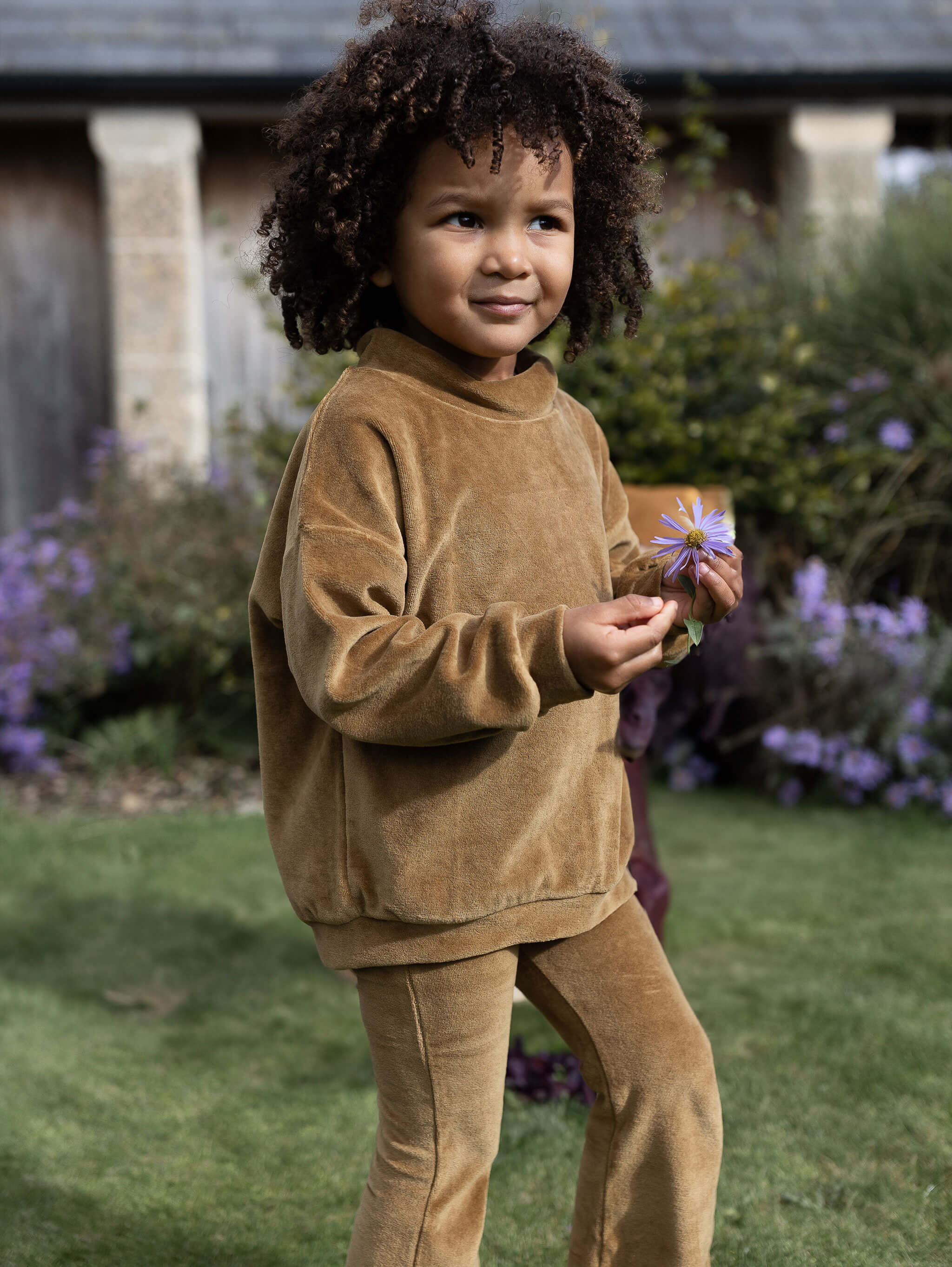 The Simple Folk Kids Organic Cotton Vintage Velvet Sweater Bronze