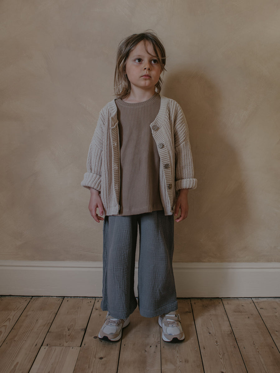 The Chunky Cardigan in Oatmeal by The Simple Folk – Junior Edition