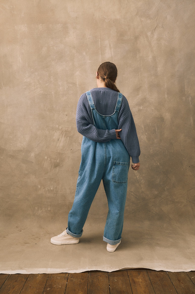 denim dungaree dress womens Good American Women's Cotton Dungaree Dress - Indigo