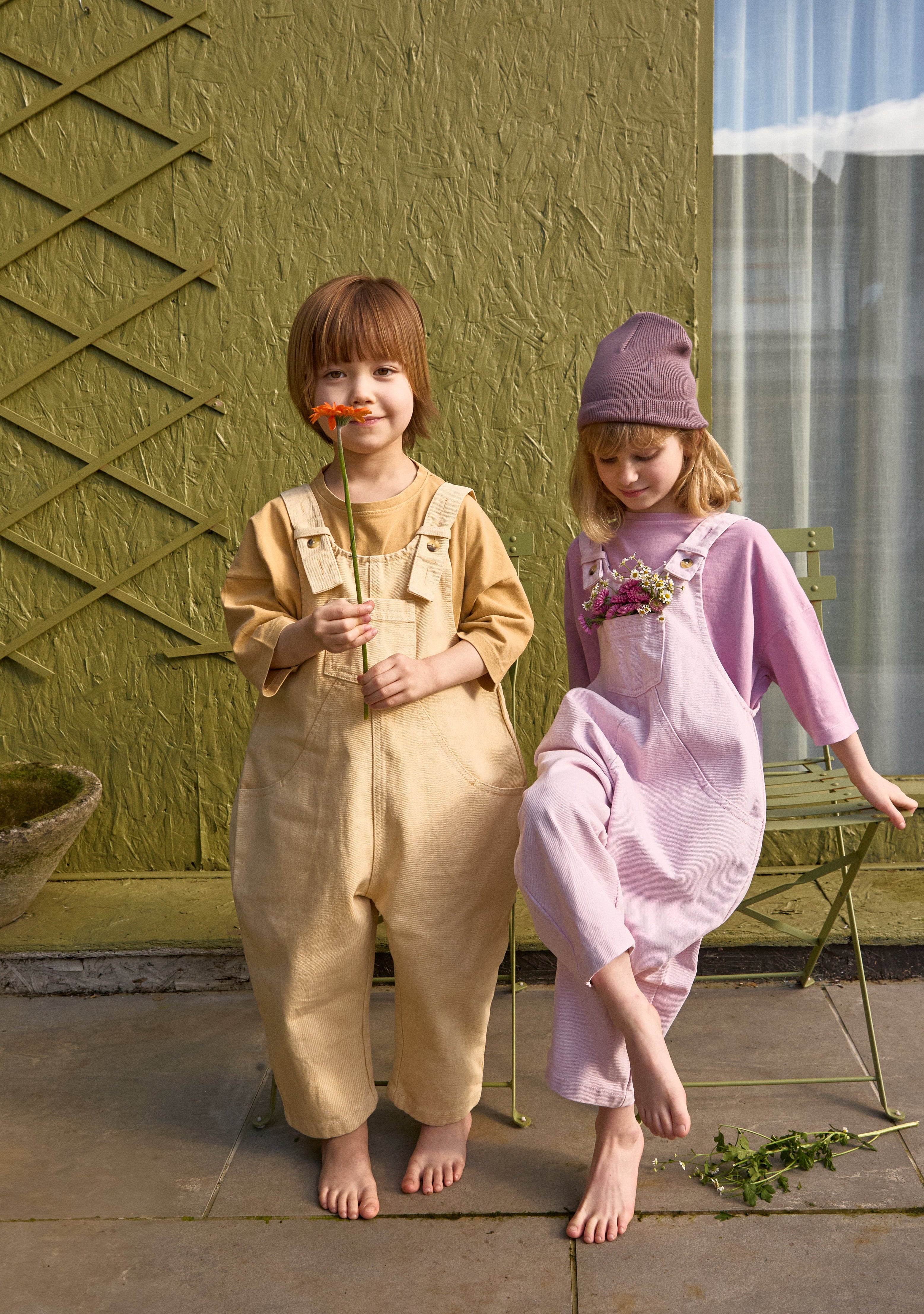 The Oversized Denim Dungaree Kids | Mineral Dyed