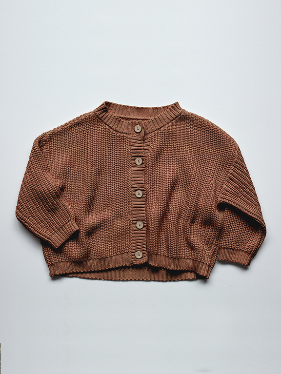Chunky Knit Cardigan - Brown  Urbankissed - Sustainable Marketplace